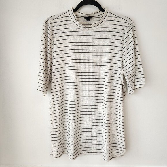 Torrid Marled White and Black Stripe Mock Neck Tee T-Shirt Blouse Stretchy 2X - Picture 2 of 8
